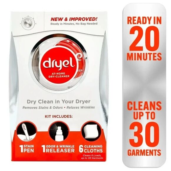 Dryel At‑Home Dry Cleaner Starter Kit – 6 Cloths Wrinkle Release & Stain Remover - Picture 1 of 11